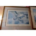 Three pencil signed prints, framed and glazed, of WWII aircraft