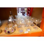 A quantity of Vintage Babycham glasses and three other glass items having Gem style decoration