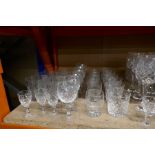 A selection of glassware, crystal ware, decanter, tumblers, etc