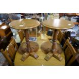 A pair of Oak lamp tables, having turned pillar, by Old Charm
