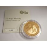 The Royal Mint; The Royal Wedding 2018 UK £5 Gold Proof coin, for Harry and Meghan's wedding, with C