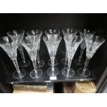 Waterford, 5 pairs of toasting flutes called Health, Peace, Love, Happiness and Prosperity, boxed