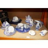 A selection of blue and white china including some manufactured by Delft