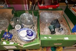 Four boxes of mixed china and glass