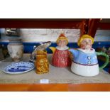 A selection of ceramics including novelty teapots of Punch and Judy