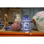 A selection of oriental vases some having character marks to the bottom