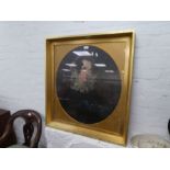A 19th century oil portrait of lady wearing bonnet, in gilt oval mount, unsigned, size 60 x 67cms