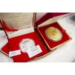 A silver anniversary coin boxed and others