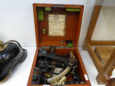An early 20th Century Sextant marked S Stevenson, in original fitted case and additional book