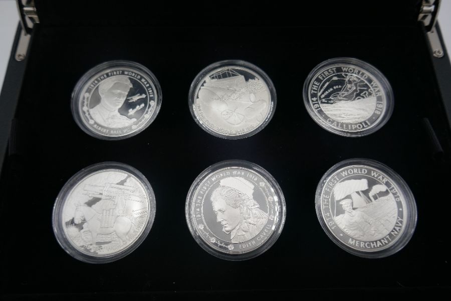 Royal Mint; The 100th Anniversary of the First World War 2015 UK £5 silver proof 6 coin set, boxed