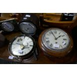 An old wall clock having beech frame, small cuckoo clock and others