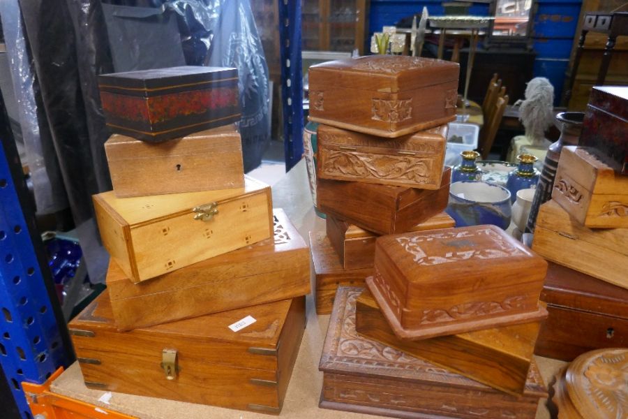 A selection of various wooden boxes, some being pierced - Image 2 of 3