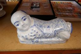 A Blue and White interesting Chinese figure, in a laying position