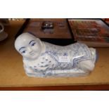 A Blue and White interesting Chinese figure, in a laying position