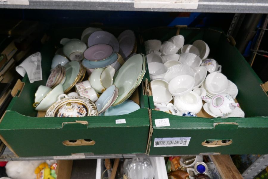 Two boxes of mixed china including Coalport, Paragon, etc