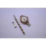 Vintage 9ct yellow gold ladies 'Roamer' wristwatch on plated strap, approx 10.2g (without strap) and
