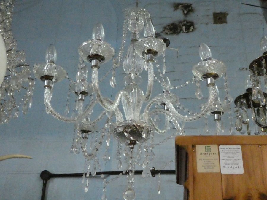 A modern 9 branch chandelier and one other 6 branch example, having smokey finish - Bild 2 aus 2