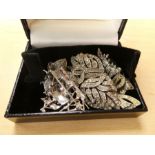 Sterling silver and marcasite galleon brooch and small selection of similar items