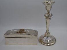 A large silver candlestick Birmingham 1912 A J Pepper and 25cm high approx. AF. Also with a large, h