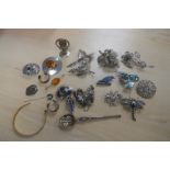 Various silver and other brooches to include filagree, Celtic, Siamese etc and a silver medallion on