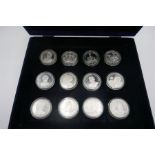 Silver coins; HM Queen Mother, silver collection various denominations and countries and one similar