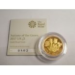 The Royal Mint; Nations of the Crown 2017 UK £1 Gold Proof Coin, number 803, with Certificate, bookl