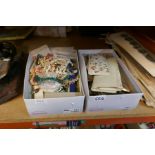 Two boxes of collector's items including costume jewellery, collector's spoons, etc
