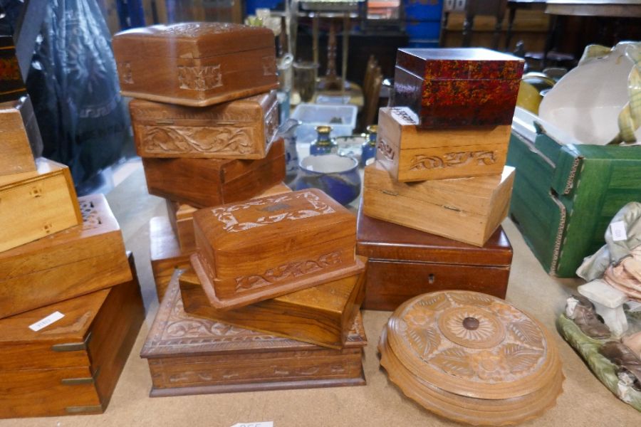 A selection of various wooden boxes, some being pierced - Image 3 of 3