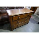 A mahogany chest having 3 long drawers