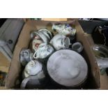 A box of mixed chinaware, oriental in style