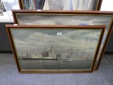 Two modern watercolours of H.M. Royal Yacht Britannia, signed but indistinctly, and one other of the