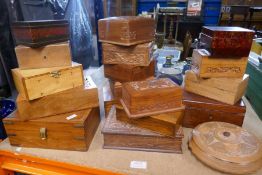 A selection of various wooden boxes, some being pierced