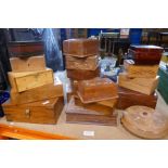 A selection of various wooden boxes, some being pierced