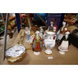 Selection of china figures, some being in National dress, animal figures, etc