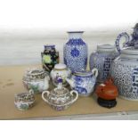 A quantity of oriental blue and white china and other oriental items