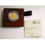 The Royal Mint' The Sovereign 2019 Gold Proof Coin, with Certificate of Authenticity, Number 3446, b