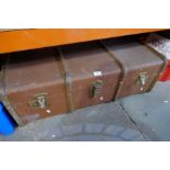 Vintage canvas and bamboo bound travel trunk