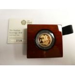 The Royal Mint; The Piedfort Sovereign 2018 Gold Proof coin with Certificate of Authenticity, number