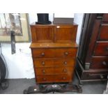 A 19th Century, probably William IV secretaire chest having 4 long drawers with cupboard above, 79.5