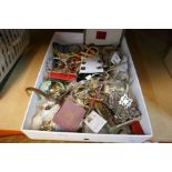 A box of mixed collectables, including jewellery, coins, watches, etc