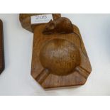 A pair of wooden ashtrays carved Mouse, probably Mouseman Thompson