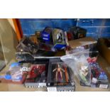 A selection of die cast vehicles including Corgi, boxed, and Star Wars figures, boxed