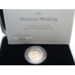 The Royal Mint; Limited Edition 'The Platinum Wedding Anniversary Celebration Sovereign, struck on 2