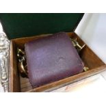A hallmarked Silver cigarette box, containing plated cufflinks, Silver handle button hook, etc