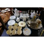 A Noritake tea and coffee set, commemorative teaware, silver plate and sundry