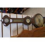 Antique banjo barometer and a stick barometer