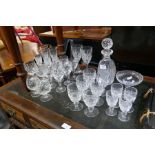 A Waterford decanter, ten Waterford glasses and other sundry glassware