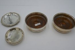 A set of six pretty trinket dishes of circular form. Having ornate, embossed rim, hallmarked Birming