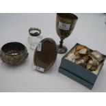 A mixed lot comprising of a Viner's Ltd cup, engraved, an Adie and Lovekin Ltd pill box, oval Samuel