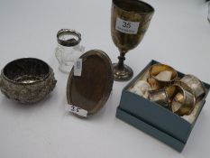 A mixed lot comprising of a Viner's Ltd cup, engraved, an Adie and Lovekin Ltd pill box, oval Samuel